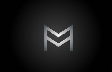 Siyah gri M alfabe harfleri simgesi. Şirket ve iş kimliği için satır tasarımı