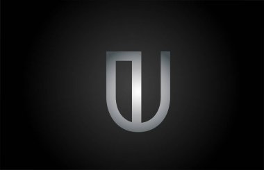 Siyah gri U alfabesi harfi logo simgesi. Şirket ve iş kimliği için satır tasarımı
