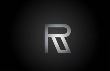Siyah gri R alfabe harfi logo simgesi. Şirket ve iş kimliği için satır tasarımı