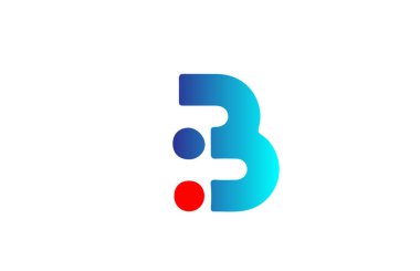 B mavi kırmızı alfabe harfi logo simgesi. İş ve şirket kimliği için mezuniyet tasarımı