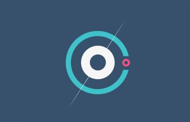 Mavi pembe O alfabe harfi simgesi. Çember şirketi ve iş tasarımı