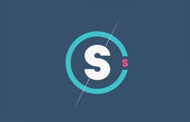 Mavi pembe S alfabesi harfi logo simgesi. Çember şirketi ve iş tasarımı
