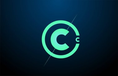 Siyah mavi C alfabe harfi simgesi. İş ve şirket için çemberli tasarım