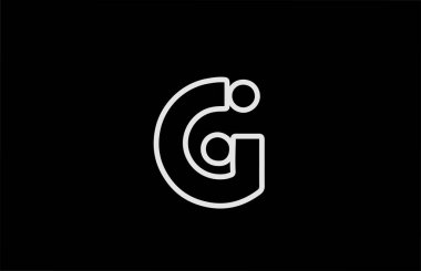 Satırlı G alfabesi harfi simgesi. İş ve şirket tasarımı için siyah beyaz renk