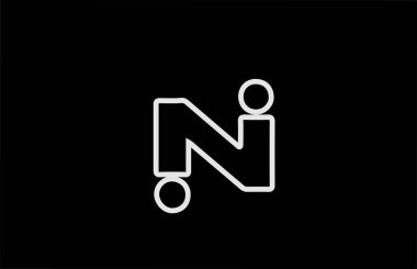 Satırlı N alfabesi harfi simgesi. İş ve şirket tasarımı için siyah beyaz renk