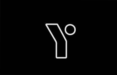 Satırlı Y alfabesi harfi simgesi. İş ve şirket tasarımı için siyah beyaz renk