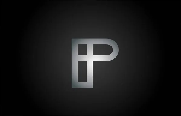 ブラックグレーPアルファベット文字のロゴアイコン 商号等のラインデザイン — ストックベクタ