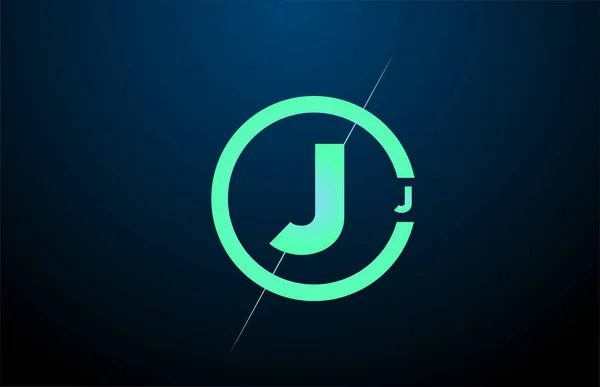 Noir Bleu Vert Lettre Alphabet Logo Icône Design Avec Cercle — Image vectorielle