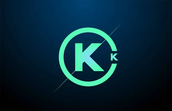 黒青緑Kアルファベット文字のロゴアイコン ビジネスと企業のための円とデザイン — ストックベクタ