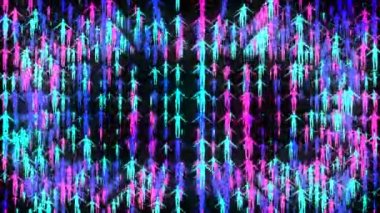 Renkli şirket dijital görsel animasyonu. Başlıklarda, sunumlarda veya VJ kullanımında kullanmak için ideal döngüsüz renksiz geometrik patlayıcı etkisi görüntüsü. 