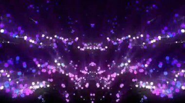 Rüya parçacıkları dijital görsel animasyon. Başlıklarda, sunumlarda veya VJ kullanımında kullanmak için ideal döngüsüz renksiz geometrik patlayıcı etkisi görüntüsü. 