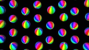 Plaj topu dijital görsel animasyon. Başlıklarda, sunumlarda veya VJ kullanımında kullanmak için ideal döngüsüz renksiz geometrik patlayıcı etkisi görüntüsü.