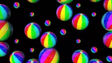 Plaj topu dijital görsel animasyon. Başlıklarda, sunumlarda veya VJ kullanımında kullanmak için ideal döngüsüz renksiz geometrik patlayıcı etkisi görüntüsü.