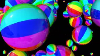 Plaj topu dijital görsel animasyon. Başlıklarda, sunumlarda veya VJ kullanımında kullanmak için ideal döngüsüz renksiz geometrik patlayıcı etkisi görüntüsü.
