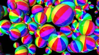 Plaj topu dijital görsel animasyon. Başlıklarda, sunumlarda veya VJ kullanımında kullanmak için ideal döngüsüz renksiz geometrik patlayıcı etkisi görüntüsü.