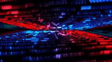 Dijital yönlendirilmiş görsel animasyon. Başlıklarda, sunumlarda veya VJ kullanımında kullanmak için ideal döngüsüz renksiz geometrik patlayıcı etkisi görüntüsü. 