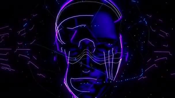 Animação Visual Digital Neon Man Imagens Efeito Explosivo Geométrico Colorido — Vídeo de Stock
