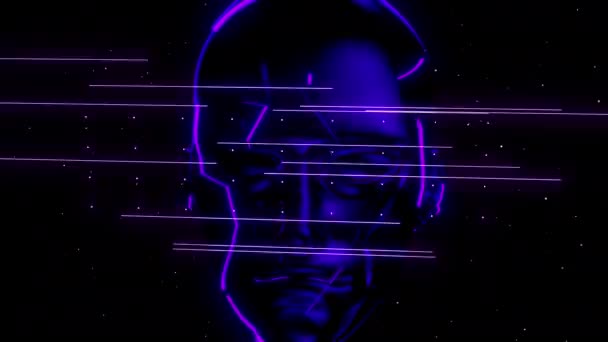Neonowa Cyfrowa Animacja Wizualna Człowieka Pętla Bezszwowa Abstrakcyjna Geometryczny Efekt — Wideo stockowe