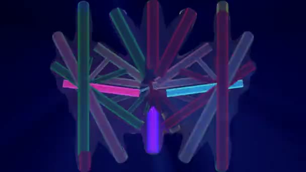 Миготлива Неонова Цифрова Візуальна Анімація Петлі Безшовні Абстрактні Геометричні Вибуховий — стокове відео