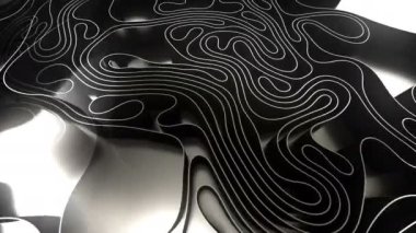 Rüzgar dijital görsel animasyon dalgaları yaratıyor. Başlıklarda, sunumlarda veya VJ kullanımında kullanmak için ideal döngüsüz renksiz geometrik patlayıcı etkisi görüntüsü. 