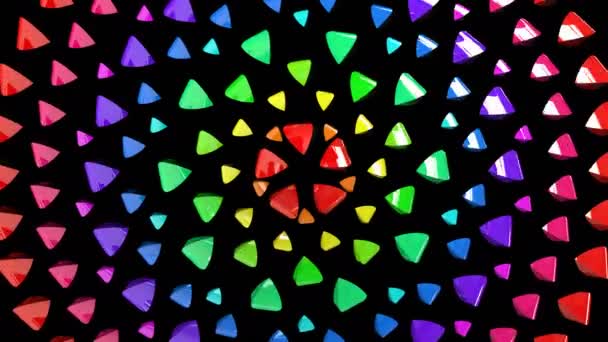 色彩多样化的数字视觉动画 环状无缝隙抽象彩色几何爆炸效果镜头理想的标题 演示或Vj使用 — 图库视频影像