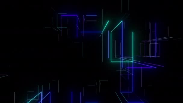 Grid Neon Animație Vizuală Digitală Imagini Efect Exploziv Geometric Colorat — Videoclip de stoc