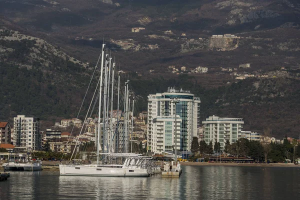 Boş Zaman Tekneler Doğal Kotor Bay Harbor Karadağ — Stok fotoğraf