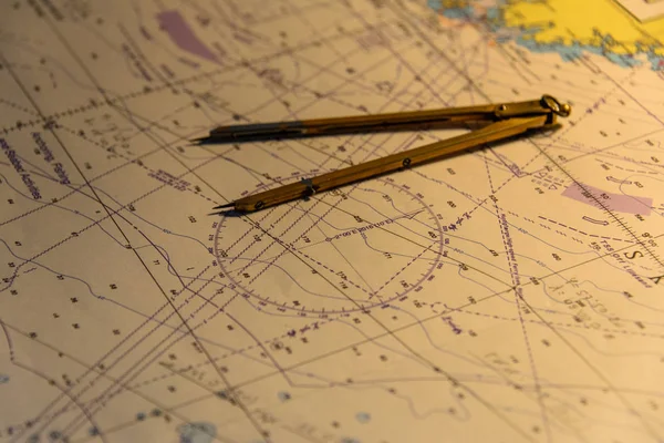 Nawigacyjna Mapa Kompas — Zdjęcie stockowe