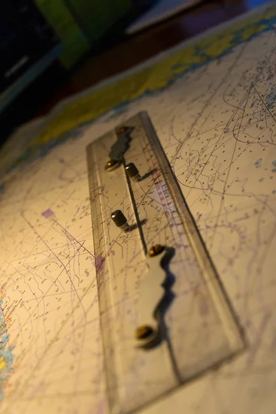 Χάρτη Πλοήγησης Και Πυξίδα — Φωτογραφία Αρχείου