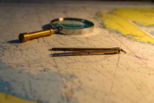 Navigational map and compass