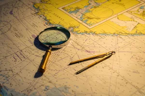 Mapa Navegación Brújula — Foto de Stock