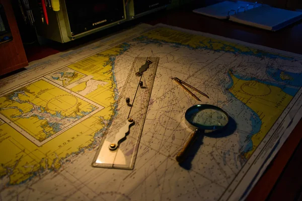 Nawigacyjna Mapa Kompas — Zdjęcie stockowe