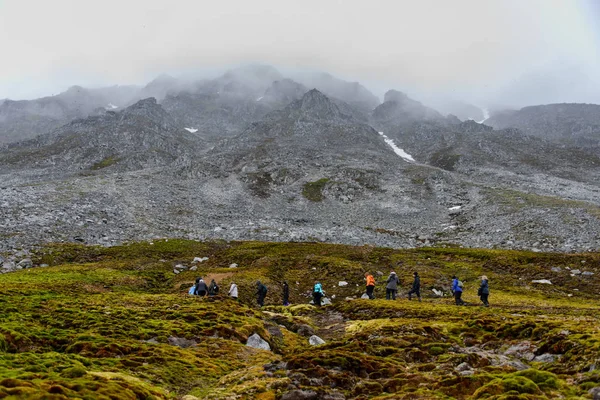 Équipe Expédition Dans Paysage Montagneux Pittoresque Nord — Photo