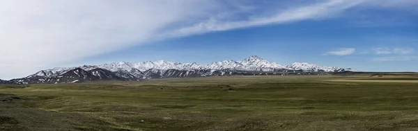 Grassland and mountains scenery in landscape of Kazakhstan
