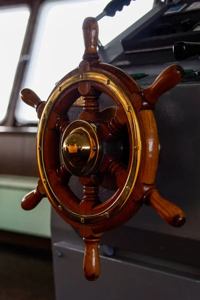 Ship\'s helm, close up view