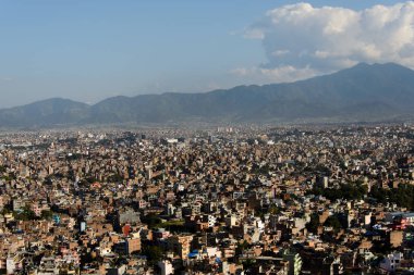 Katmandu, Nepal cityscape evlerin havadan görünümü