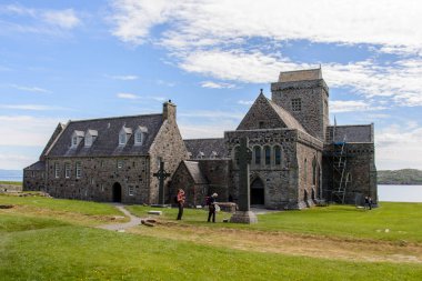 Iona güzel Ortaçağ bina manastırda Isle of Iona, Scotland, Büyük Britanya