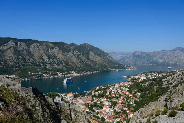 Hermosa Vista Bahía Kotor Desde Colina — Foto de Stock