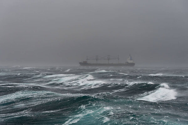 Vessel at stormy sea