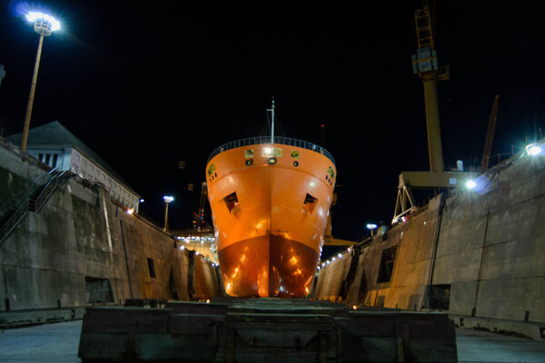 Ship in dry dock
