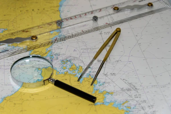 Equipamento Navegação Mapa — Fotografia de Stock