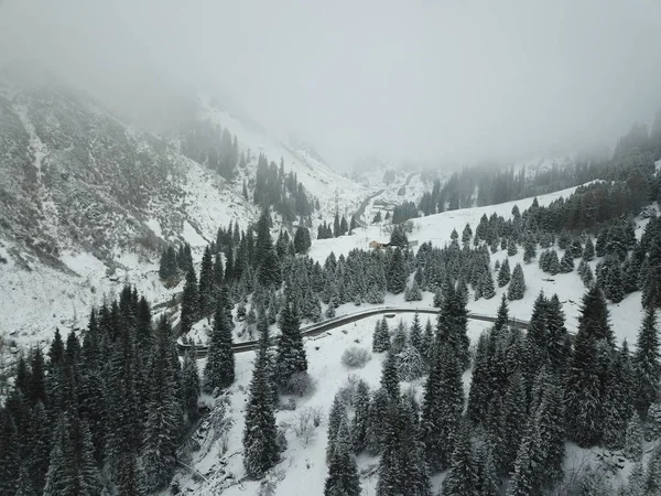 Snowy mountain landscape at daytime