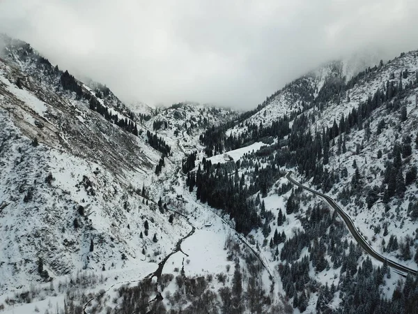 Snowy mountain landscape at daytime