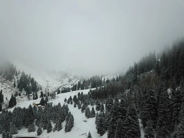 Snowy mountain landscape at daytime