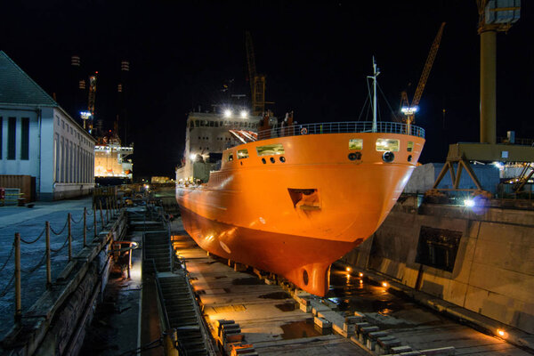 Ship in dry dock