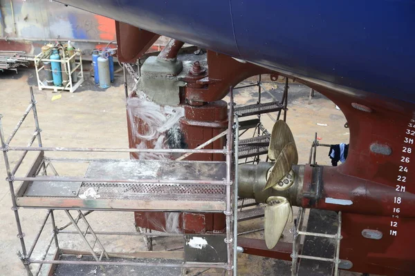 Ship propeller at ship repairing station yard