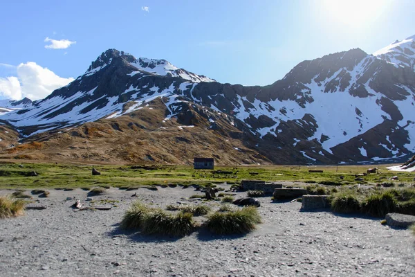 Oud Huis Vlakte Bergen Van Zuid Georgië — Stockfoto