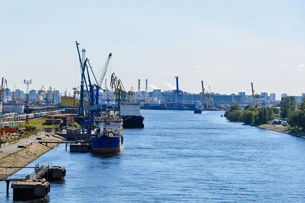 Saint Petersburg Liman Demirleyen Gemi Ile — Stok fotoğraf