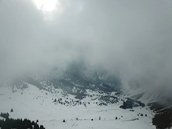 Snowy mountain landscape at daytime