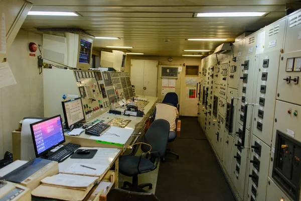 Sala Controllo Motori Grande Nave — Foto Stock